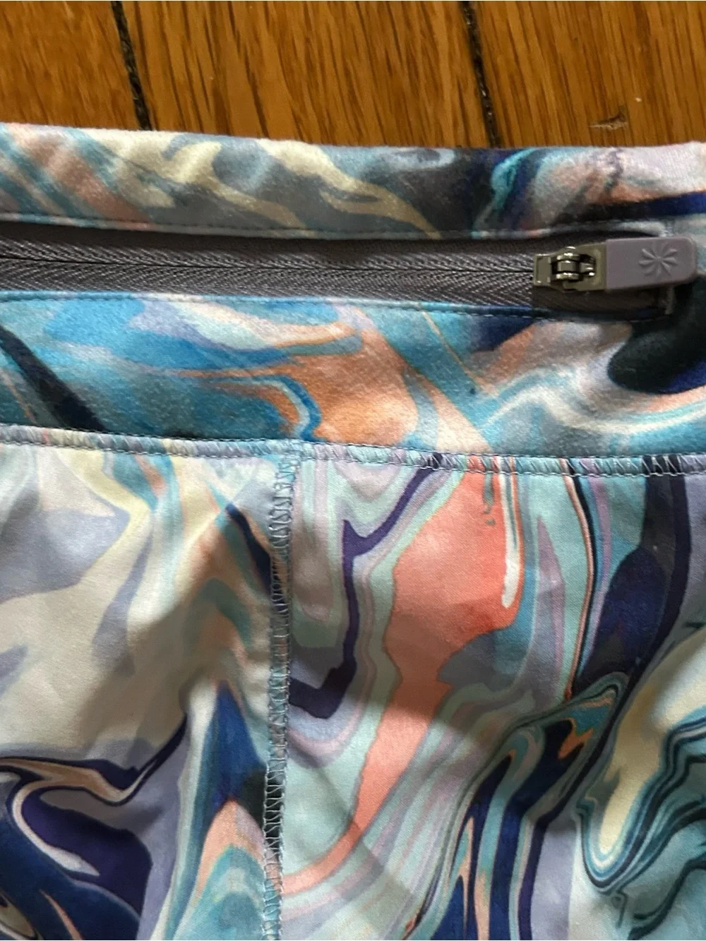 Athleta Girl girls size 8-10 Record Breaker 3” shorts. Pink blue marble-print